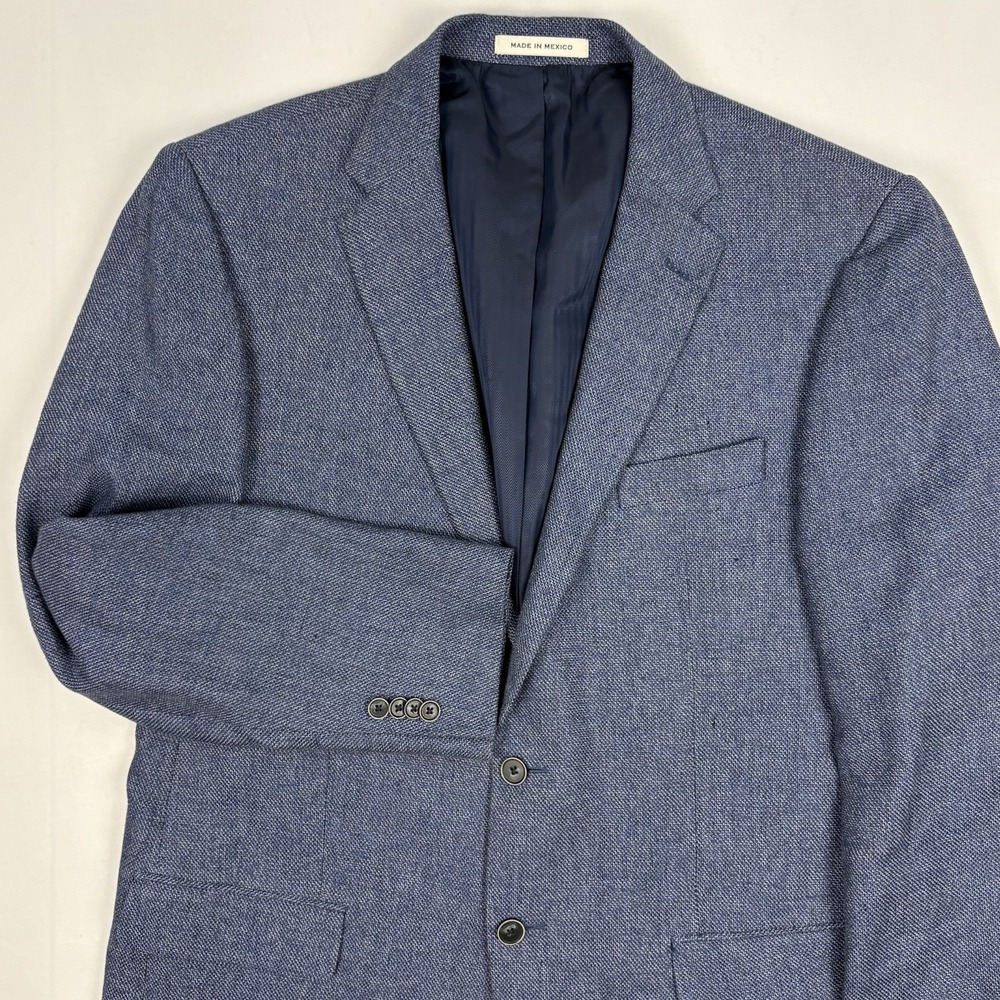 Joseph Abboud Tessuti di Sondrio Cotton/Linen Sport Coat 44L Navy Nailhead